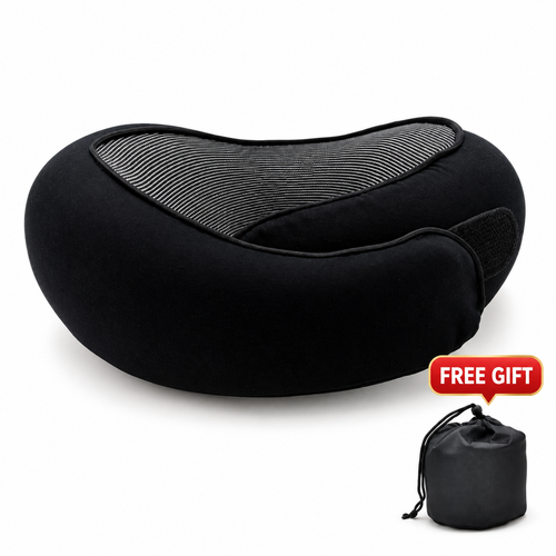 Memory-Foam Reise-Nackenkissen – Klettverschluss