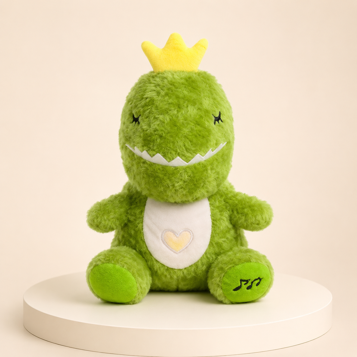 Green dinosaur breathing plush toy, 33 cm