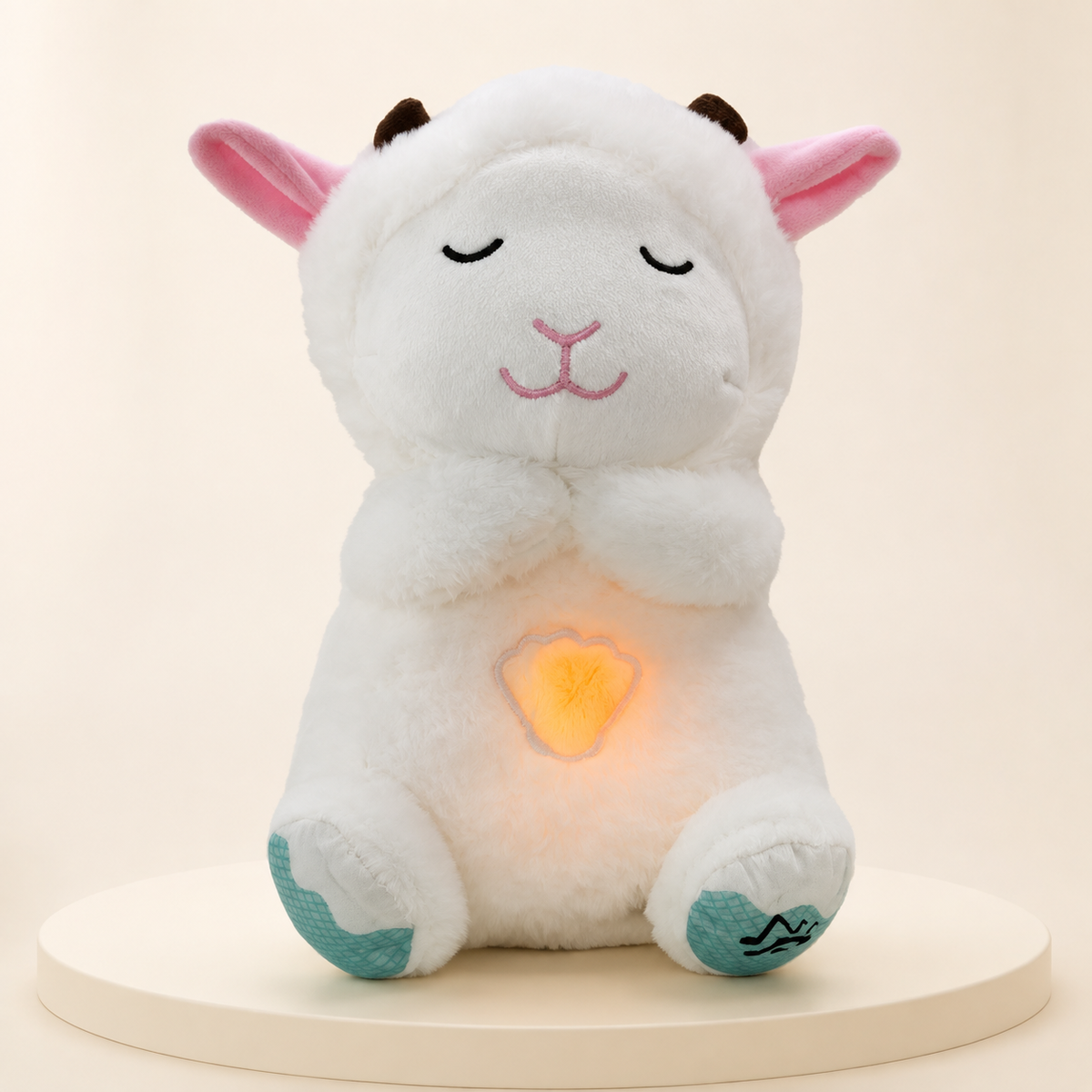 White lamb breathing plush toy, 32 cm