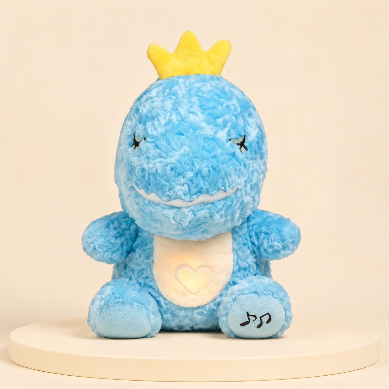 Blue dinosaur breathing plush toy, 33 cm