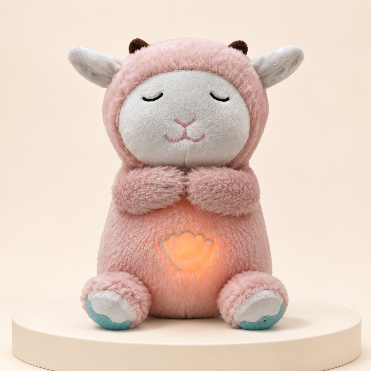 Pink lamb breathing plush toy, 32 cm