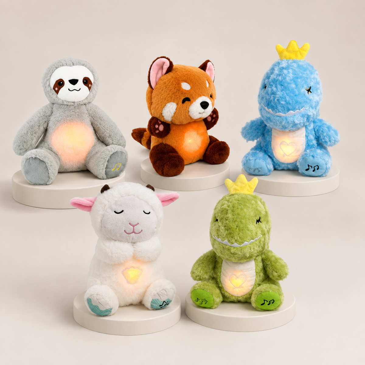 Cuddly breathing plush toy with soothing light