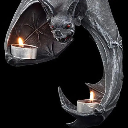 Halloween Bat Wall Tealight Holder – 22cm Resin Candle Decor
