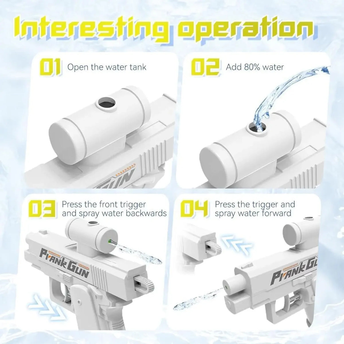Double-Sided Prank Water Spray Gun – Reverse Spray Toy