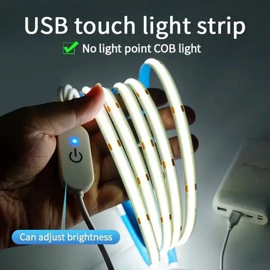 5V USB COB LED Light Strip with Touch Dimmer – 1M–5M