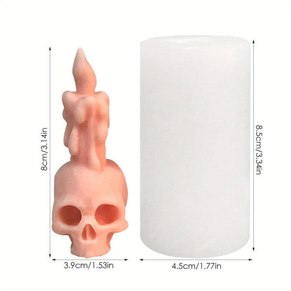 3D Skull Silicone Candle Mold – Halloween Skeleton Head DIY Mold