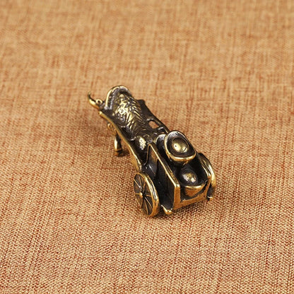 Vintage Copper Bull Cart Figurine – 6.5cm Feng Shui Desk Ornament