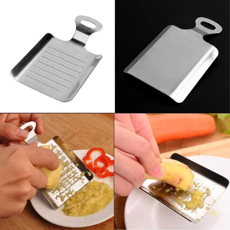 Stainless Steel Garlic & Ginger Grater – Manual Kitchen Crusher