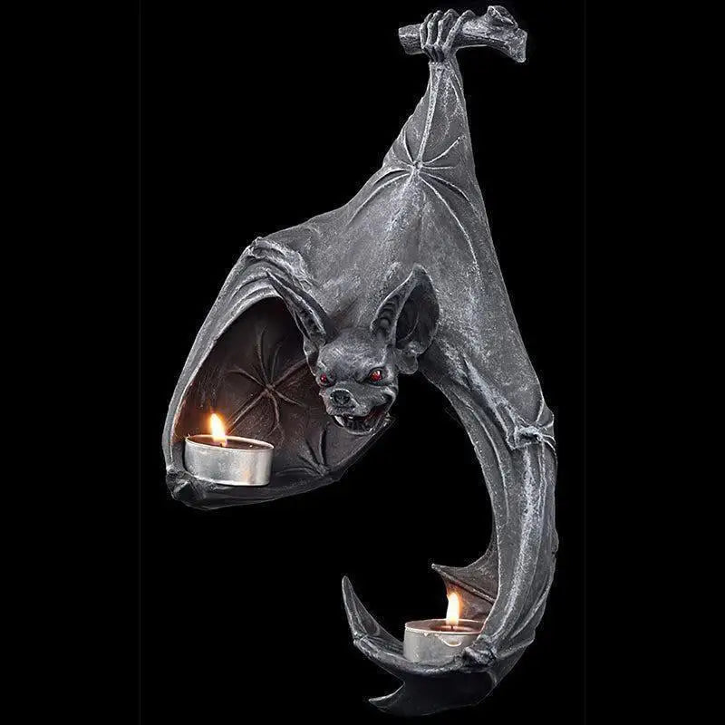 Halloween Bat Wall Tealight Holder – 22cm Resin Candle Decor