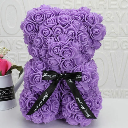 Rose Bear Gift – 20cm Foam Flower Teddy for Valentine's Day