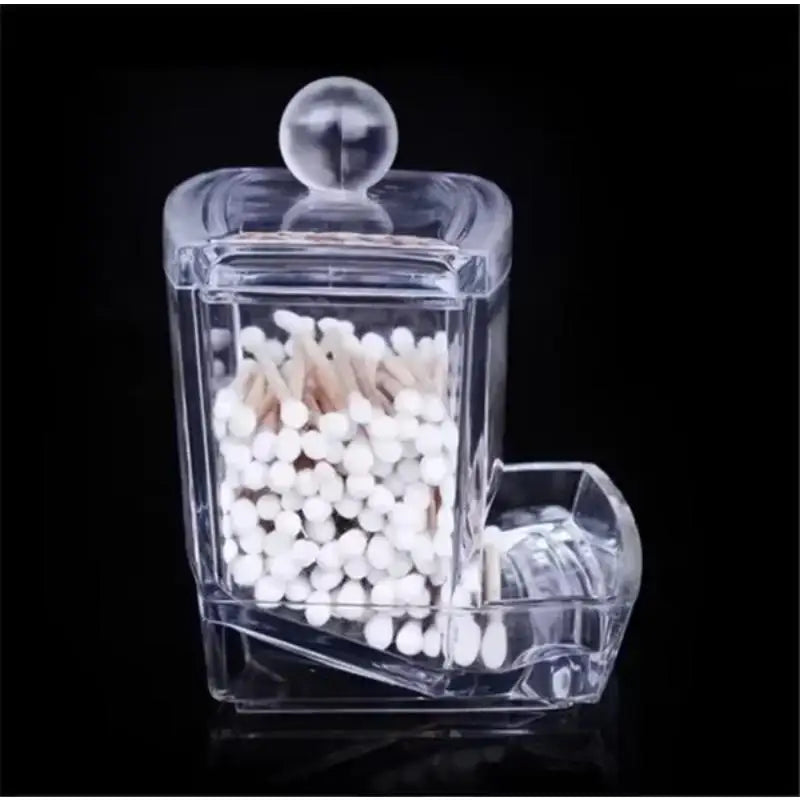 Clear Acrylic Cotton Swab & Makeup Organizer – Bathroom Storage Box