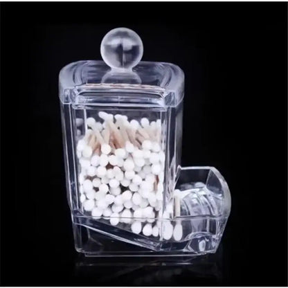 Clear Acrylic Cotton Swab & Makeup Organizer – Bathroom Storage Box
