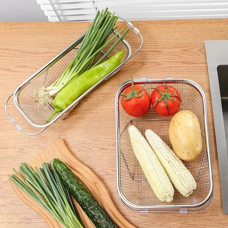Expandable Stainless Steel Sink Drain Basket – Retractable Colander