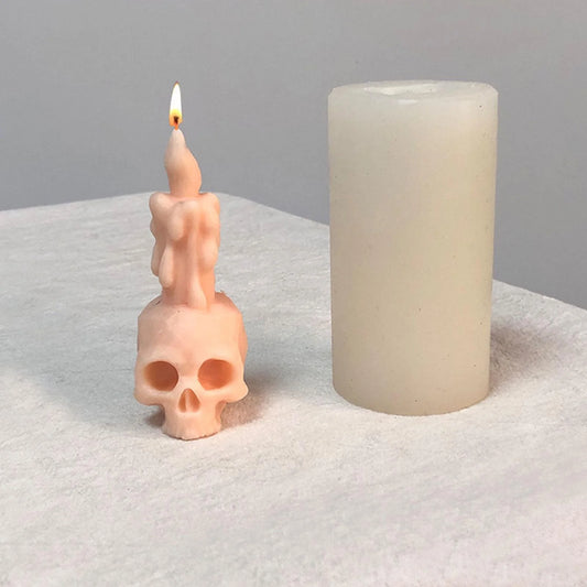 3D Skull Silicone Candle Mold – Halloween Skeleton Head DIY Mold