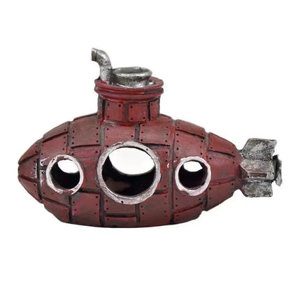 Resin Submarine Aquarium Ornament – Fish & Shrimp Hiding Cave