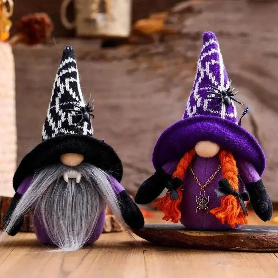 Halloween Faceless Gnome Doll – Spider & Bat Desktop Decoration