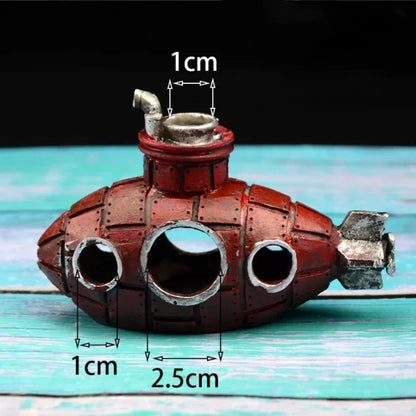 Resin Submarine Aquarium Ornament – Fish & Shrimp Hiding Cave