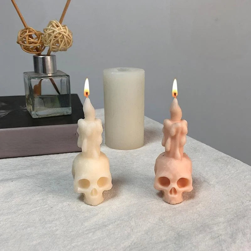3D Skull Silicone Candle Mold – Halloween Skeleton Head DIY Mold