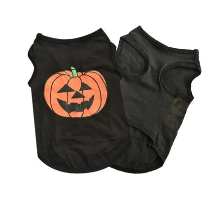 Halloween Pumpkin Pet Shirt – Soft Cotton Dog & Cat Costume