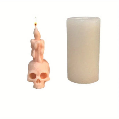 3D Skull Silicone Candle Mold – Halloween Skeleton Head DIY Mold