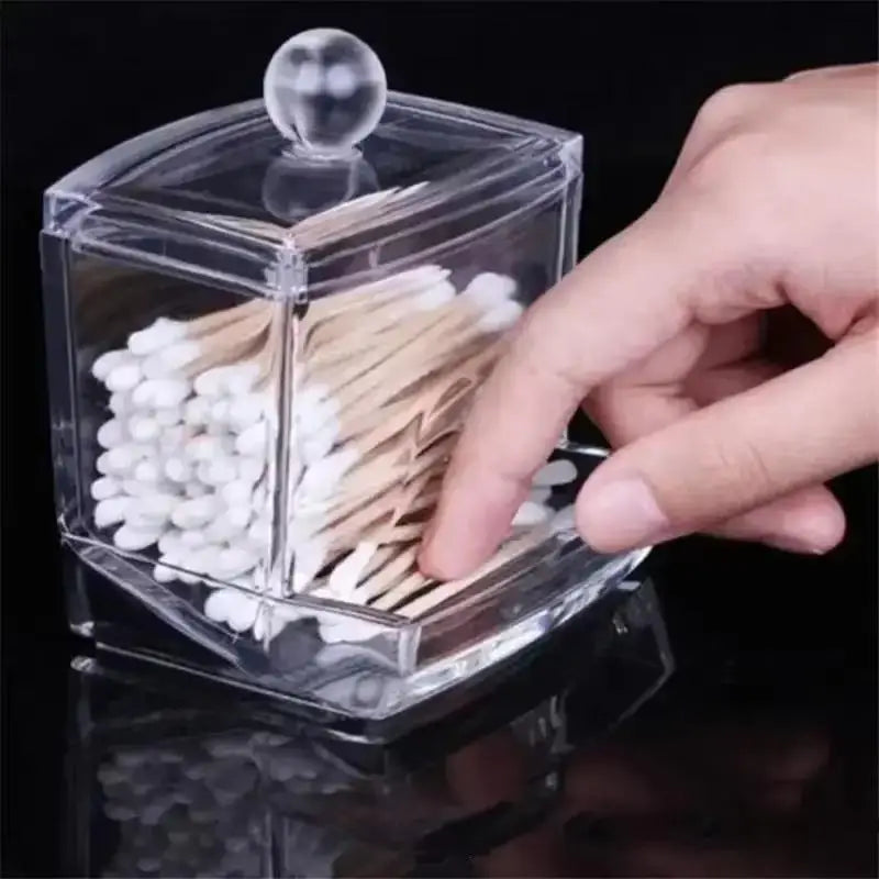 Clear Acrylic Cotton Swab & Makeup Organizer – Bathroom Storage Box