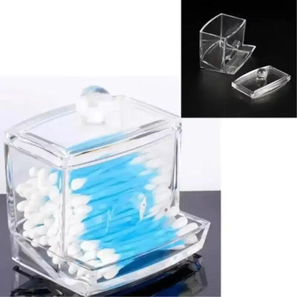 Clear Acrylic Cotton Swab & Makeup Organizer – Bathroom Storage Box