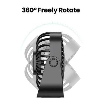 TOPK K52 4-Inch USB Mini Desk Fan – 3 Speeds 360° Adjustable