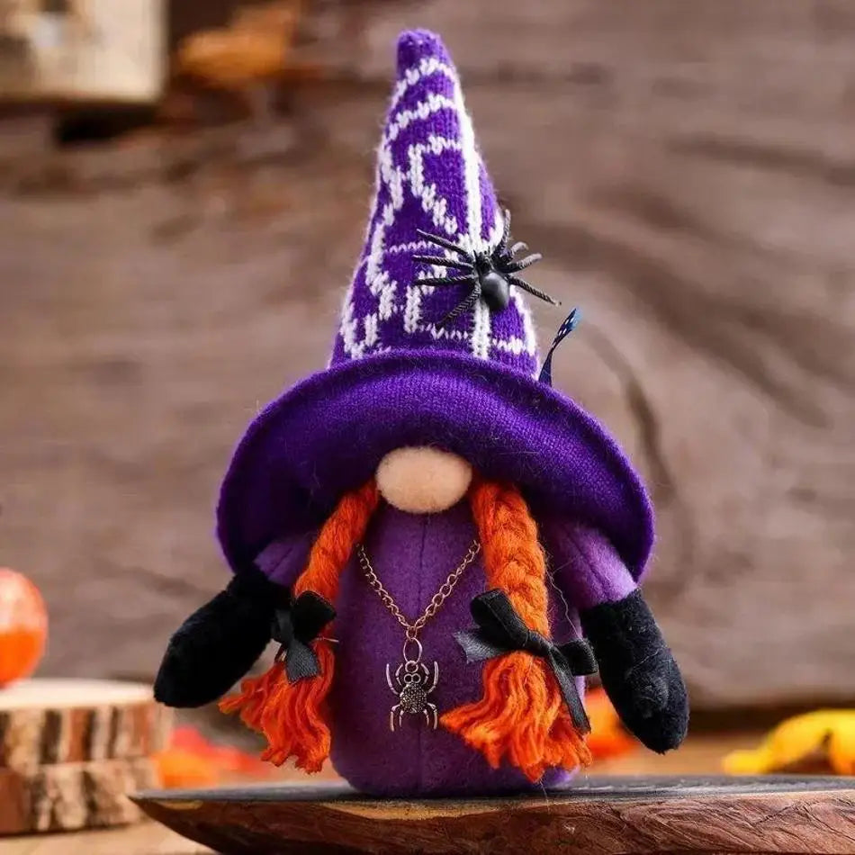 Halloween Faceless Gnome Doll – Spider & Bat Desktop Decoration