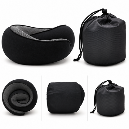 Memory-Foam Reise-Nackenkissen – Klettverschluss