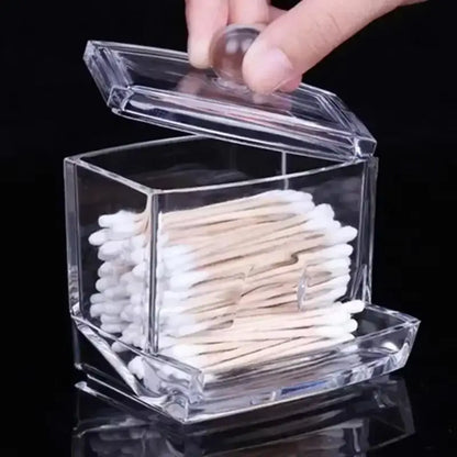 Clear Acrylic Cotton Swab & Makeup Organizer – Bathroom Storage Box