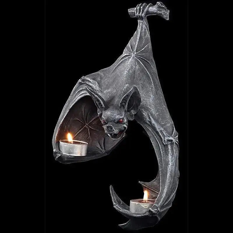 Halloween Bat Wall Tealight Holder – 22cm Resin Candle Decor