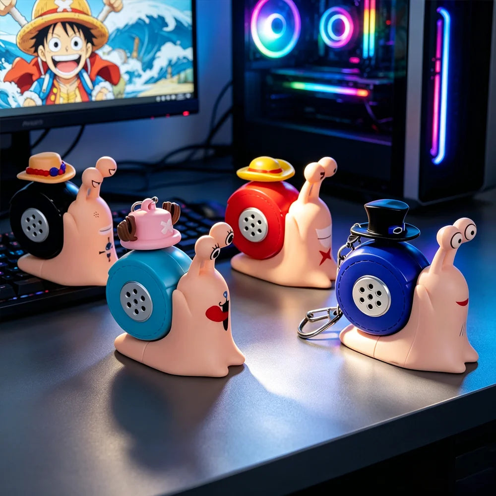 One Piece Den Den Mushi Recordable Voice Keychain – Luffy Ace Sabo