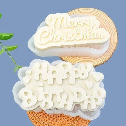 Happy Birthday & Christmas Silicone Mold – Candle, Gypsum & Craft Mold