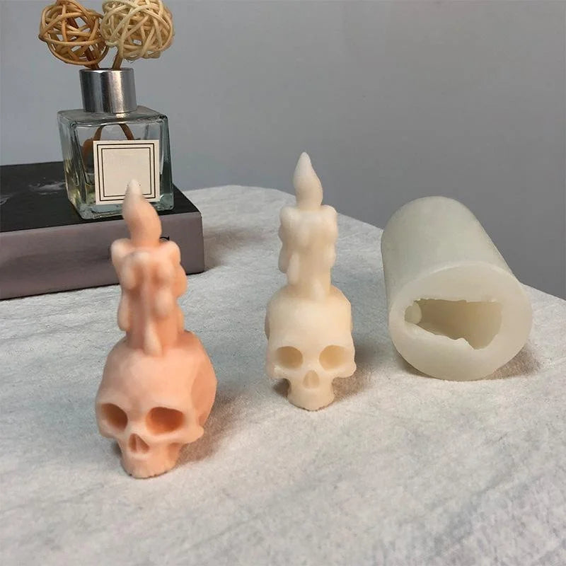 3D Skull Silicone Candle Mold – Halloween Skeleton Head DIY Mold