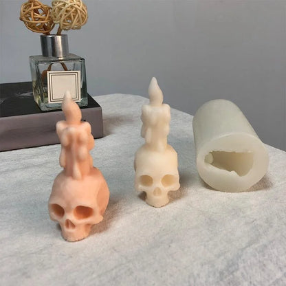 3D Skull Silicone Candle Mold – Halloween Skeleton Head DIY Mold
