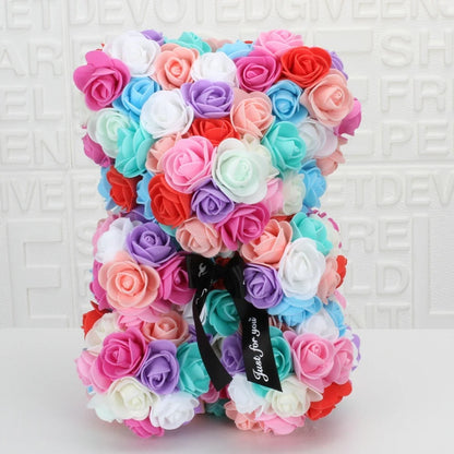 Rose Bear Gift – 20cm Foam Flower Teddy for Valentine's Day