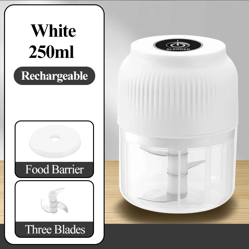 250ml USB Rechargeable Mini Food Chopper – Garlic & Vegetable Cutter