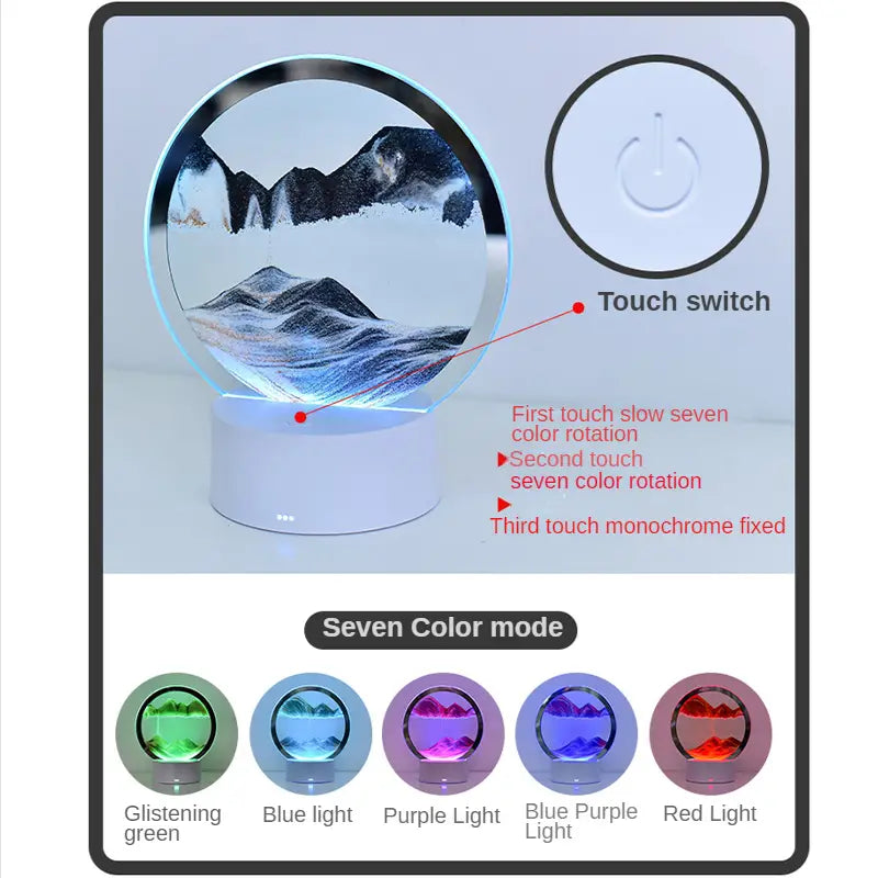 RGB LED Moving Sand Art Table Lamp – 3D Sandscape